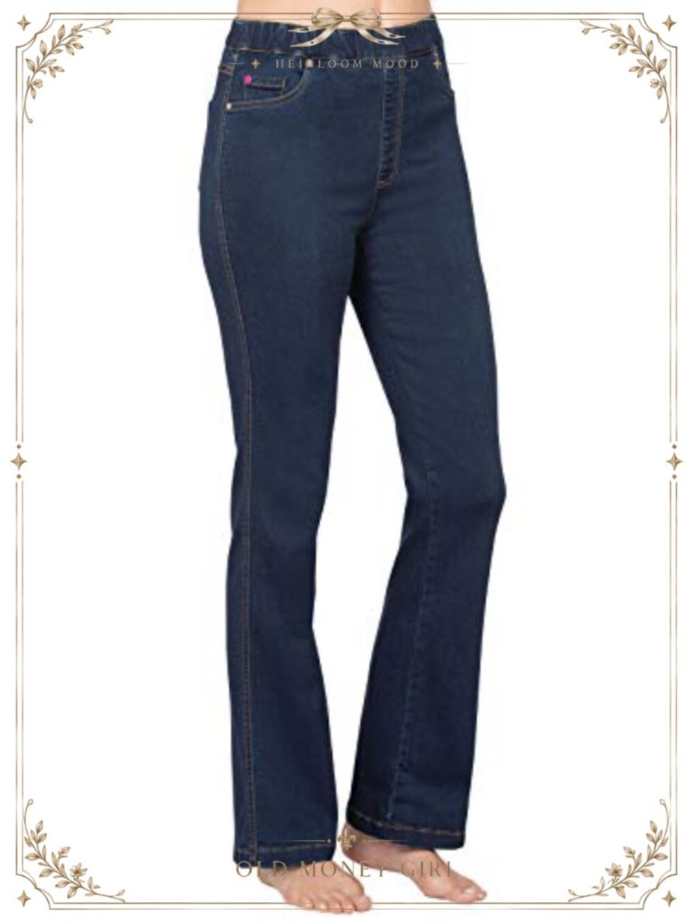 High Waist Pull-On Bootcut Jeans Stretchy Denim Comfort Fit